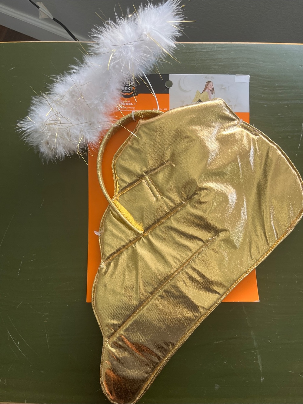 Gold Angel Costume Wings with Feather Halo
